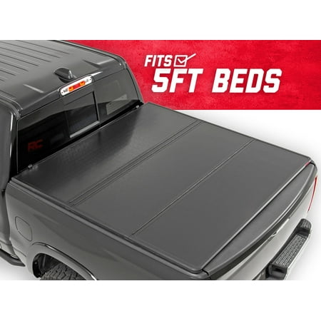 Hard Shell Bed Cover For Trucks Rough Country Hard Tri-Fold (fits) 2016-2019 Tacoma 5 FT Bed Truck Tonneau Cover 45716501 Hard Folding ()