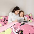 thumbnail image 5 of Homewish Pastel Halloween Scene Twin Comforter Sets,Owl Tree Cat Moon Print Bedding Set,Blush Pink Black,Pink Reversible,2 Pieces,1 Comforter and 1 Pillowcase, 5 of 7
