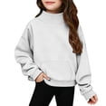 thumbnail image 2 of lnmuld Girls Solid Mock Neck Sweatshirt Long Sleeve Pullover with Front Pocket 14-16 Years,White, 2 of 8