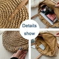 thumbnail image 3 of Bolsos de paja para mujer, bolsos redondos tejidos a mano de paja de maíz, bolso grande de playa de verano, bolso de hombro con asa tejida, 3 of 5