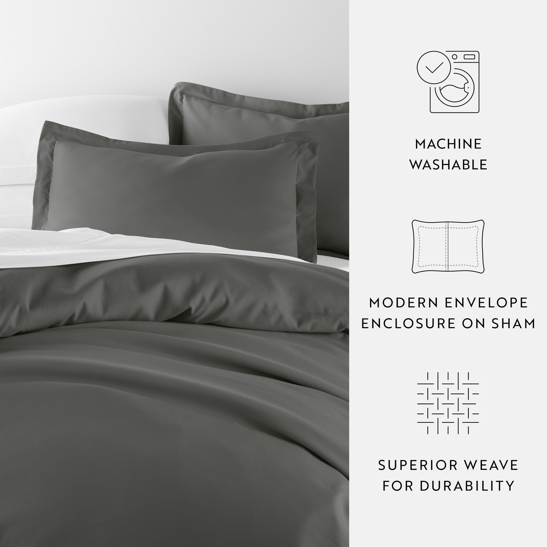 Noble Linens 3-Piece Gray Duvet Cover Set, King/ Cal King