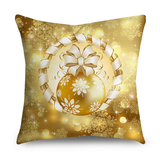 Fundas de almohada doradas brillantes de copos de nieve para sofá, decoración del hogar, Feliz Navidad, 40 cm, 45 cm, 50cm