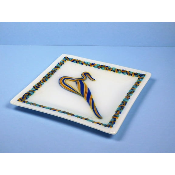 A decorative fused glass sqare plate Vitri II