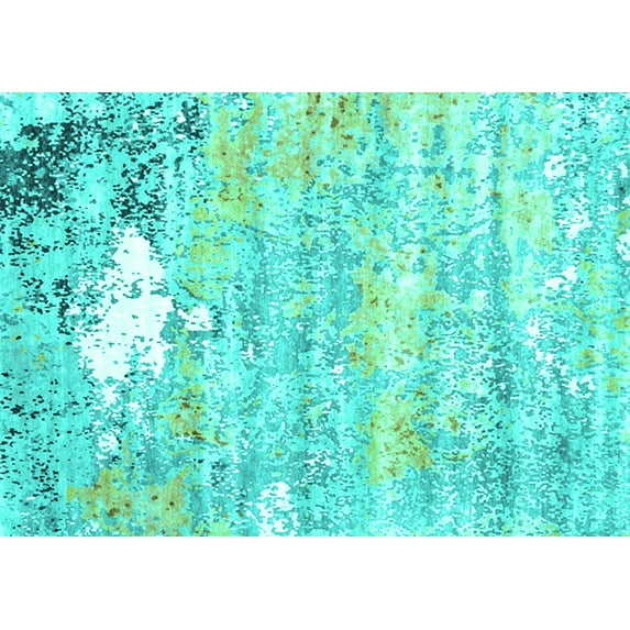 Ahgly Company Indoor Rectangle Oriental Turquoise Blue Industrial Area Rugs, 4' x 6'