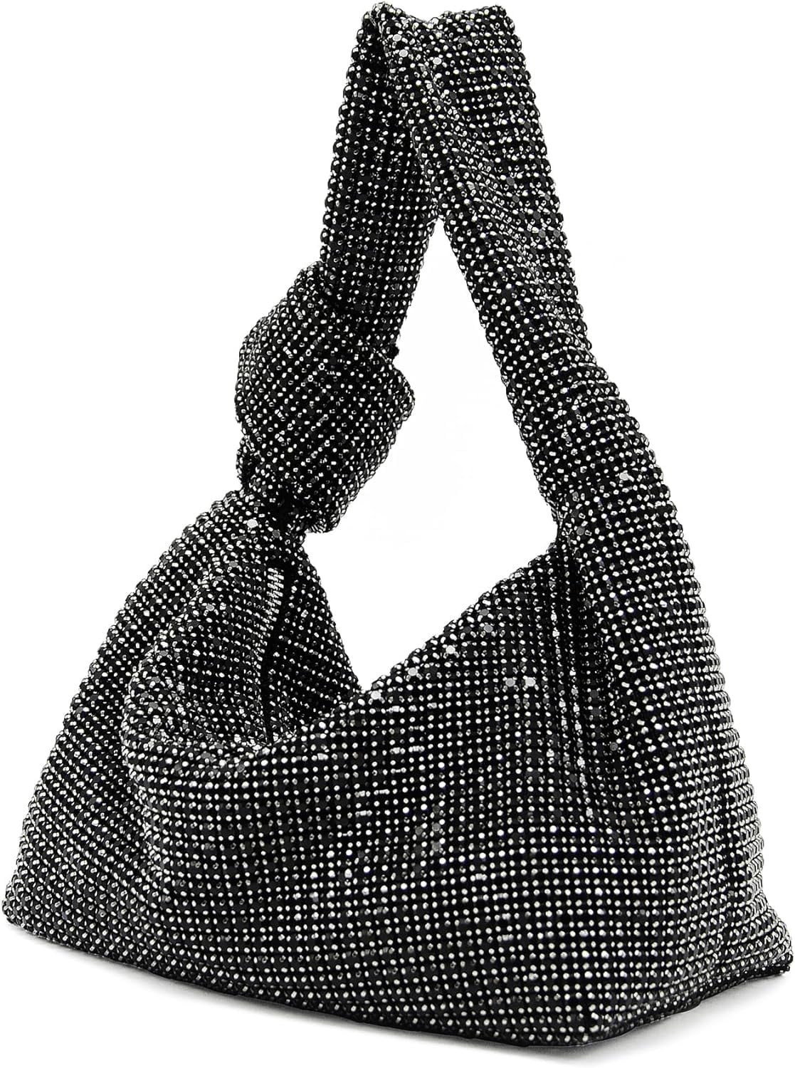 LinYooLi Women Knotted Handbag Sparkly Rhinestone Hobo Dumpling Bag Diamond Glitter Evening Clutch Purse