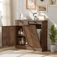 thumbnail image 4 of KIGOTY Kitchen Tilt-Out Trash Cabinet, Pet Proof Wood Trash Cans for Dining Room,Living Room, Brown, 4 of 10