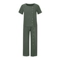 thumbnail image 4 of Summer Womens Outfit Plus Size Two Piece Outfits for Women Clothing Set Female Round Neck Short Sleeve Tops Pants Sets Long Pant Style S_1026 Women's Tracksuits Gray 4XL, 4 of 8