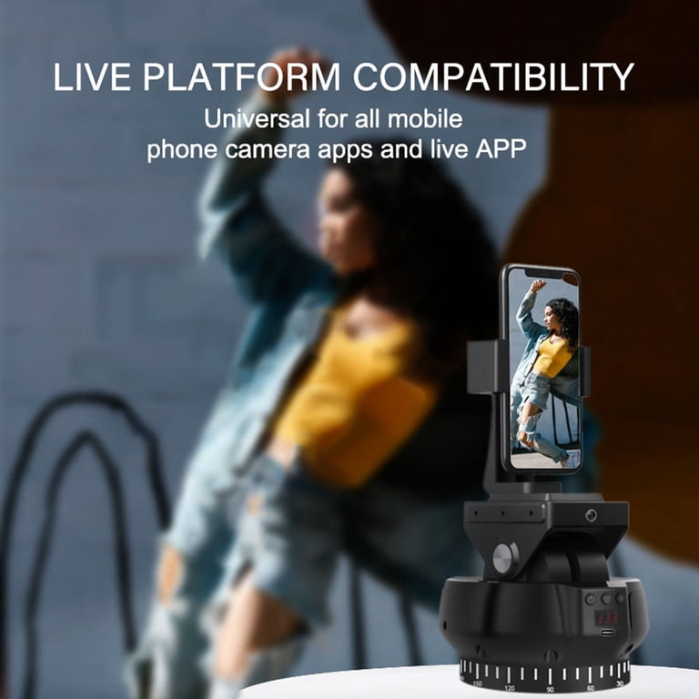 Phone Camera Mount Motorized 360° AI Tracking Tripod Head With Remote ...