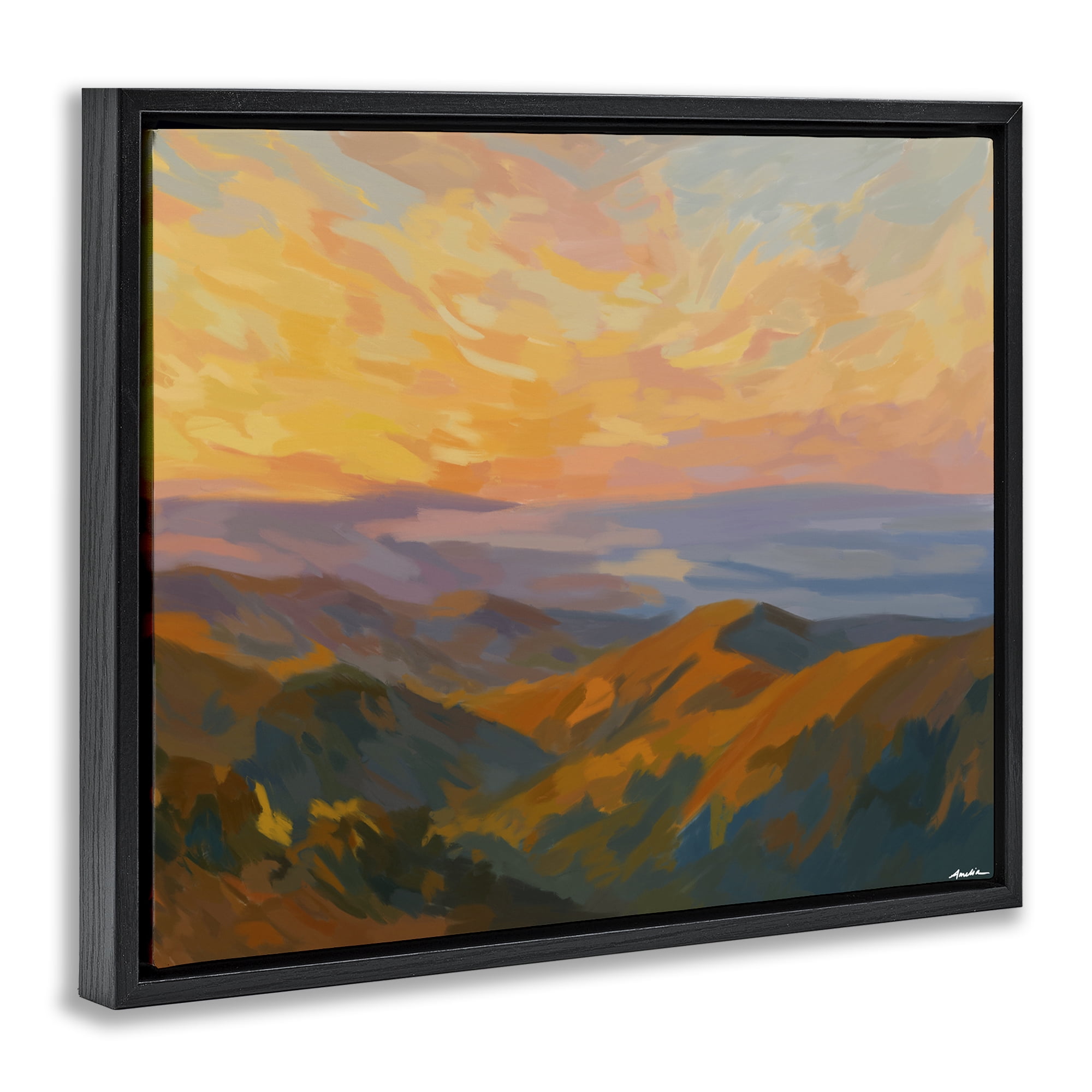 Stupell Industries California Sunset Landscape Black Framed Floater Canvas Wall Art, design by Amelia Noyes