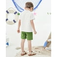 thumbnail image 4 of CARETOO Toddler Boy Summer Outfits Short Sleeve Button Down Shirt Tops & Khaki Casual Shorts Sets Baby 12Months-5T Clothes, 4 of 9
