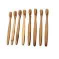 thumbnail image 3 of 8Pcs Light Brown Bamboo Toothbrushes for Ecoconscious Consumers 6.9x1.2x0.6in, 3 of 8