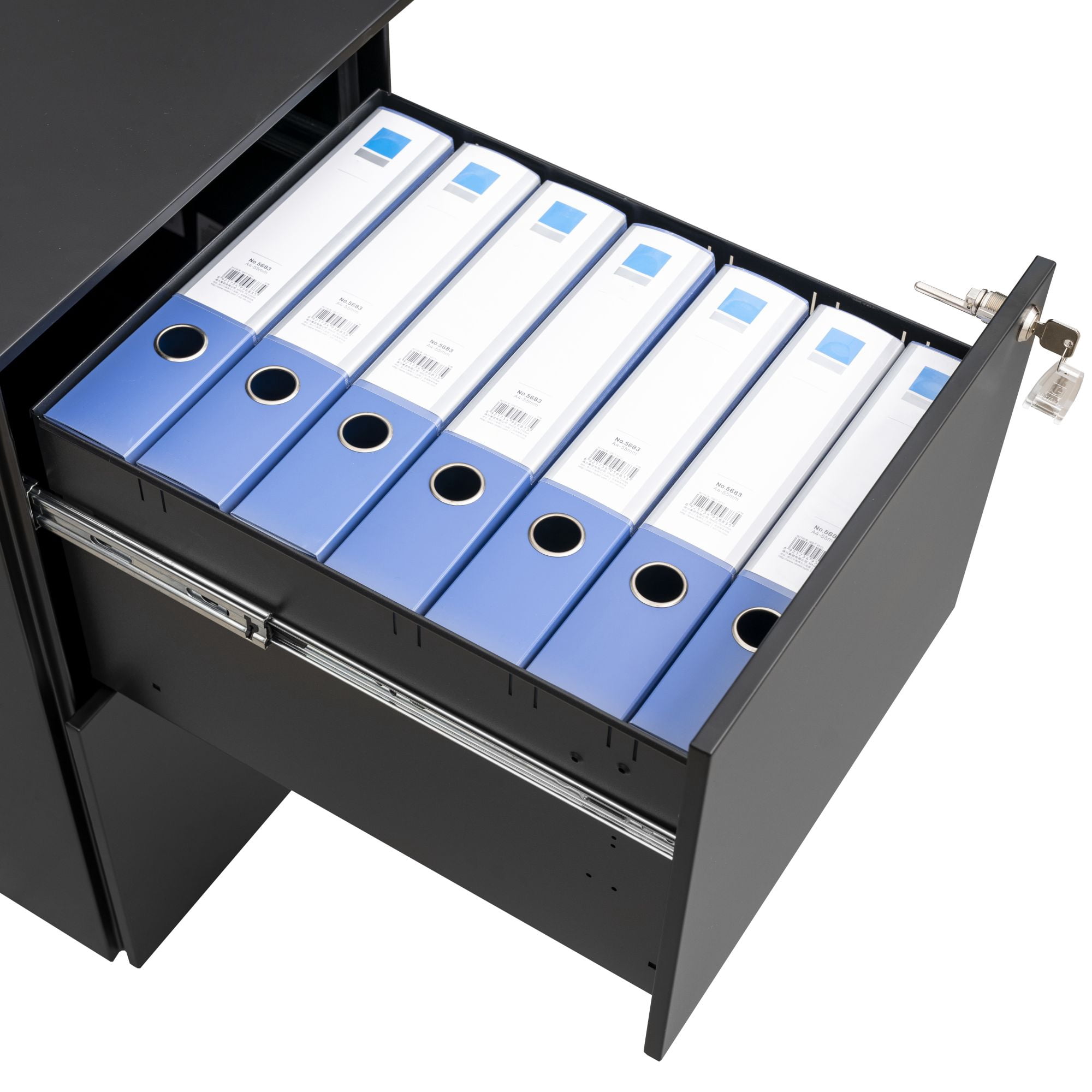 DEALTOPS Modern File Cabinet with 1 Lock and 2 Drawers for Legal/Letter A4 Size, Rolling Steel Storage Cabinet for Home and Office - Black