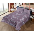 thumbnail image 4 of Ambesonne Winged Emoji Fitted & Top Sheet Set with Shams, Fly Away Writings Fun, Pale Eggplant Plum, 4 of 5