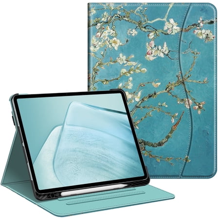 Fintie Folio Case for iPad Air 13-inch (M4) 2026, (M3) 2025, (M2) 2024, Multi-Angle Viewing Protective Cover with Pencil Holder & Pocket, Blossom