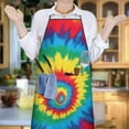 thumbnail image 6 of Colorful Rainbow Tie Dye Spiral Pattern Apron-Garden Aprons for Women with Pockets-Cotton Linen Waterproof Kitchen Cooking Gardening Aprons Adjustable for Kitchen,Cooking,BBQ and Salon 33x27 Inch, 6 of 7
