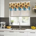 thumbnail image 4 of Sunflower Curtain Valances for Windows, Kitchen Valance Window Treatments Panel 2 Pack, Pastoral Pastel Yellow Floral Rustic Wood Plank Rod Pocket Short Curtains for Bathroom Bedroom 54 x 18 Inch, 4 of 8