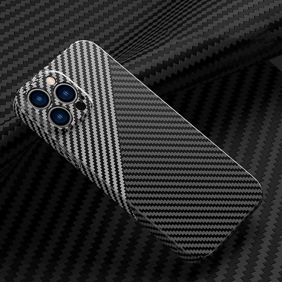 Dteck for iPhone 15 Pro Max Carbon Fiber Texture Case, Military Grade Drop Protection Shockproof Wireless Charing Ultra Slim Thin Hard Back PC Protective Case,Blacksilver
