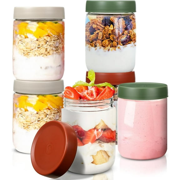 6 Pack 20 oz Overnight Oats Containers with Lids Glass Food Storage Jars for Kitchen Wide Mouth Glass Mason Jars for Oatmeal, Spices,yogurt, Sugar Leak Proof Containers