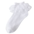 thumbnail image 2 of Rohuuque Girls Socks for Dancing : Solid Color Lace Cotton Breathable Princess Thin Socks 7 Years White, 2 of 3