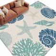 thumbnail image 2 of Summer Marine Life Washable Area Rug 5 x 8 ft Graffiti Blue Corals Shell Conch Sea Starfish Linen, Soft Non Slip Rugs Stain Repellent Indoor Felt Carpet for Living Dining Room Bedroom Home Office, 2 of 9