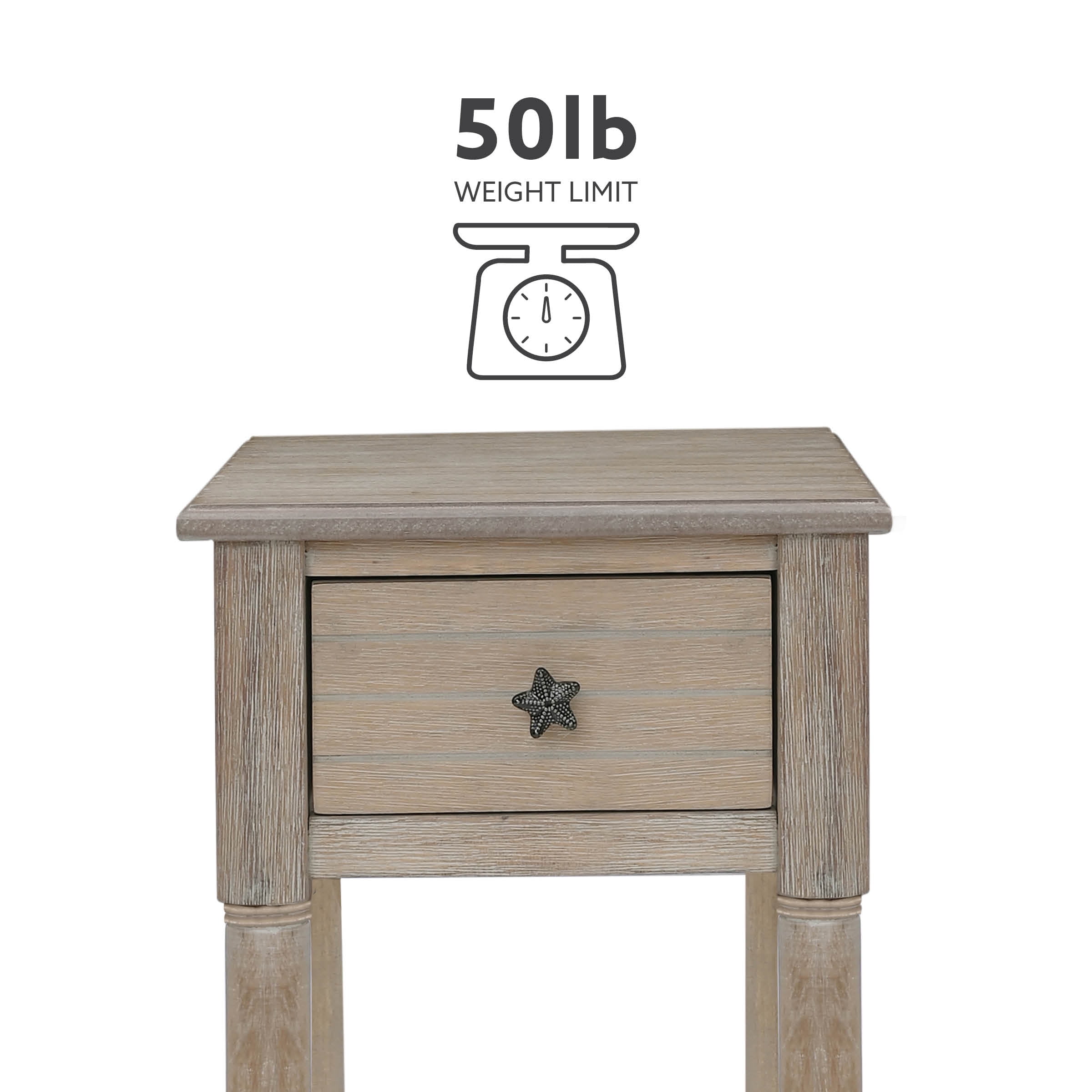 Linon Athalee Single Drawer Indoor Accent Side Table with Shelf, 29.5" Tall, Natural
