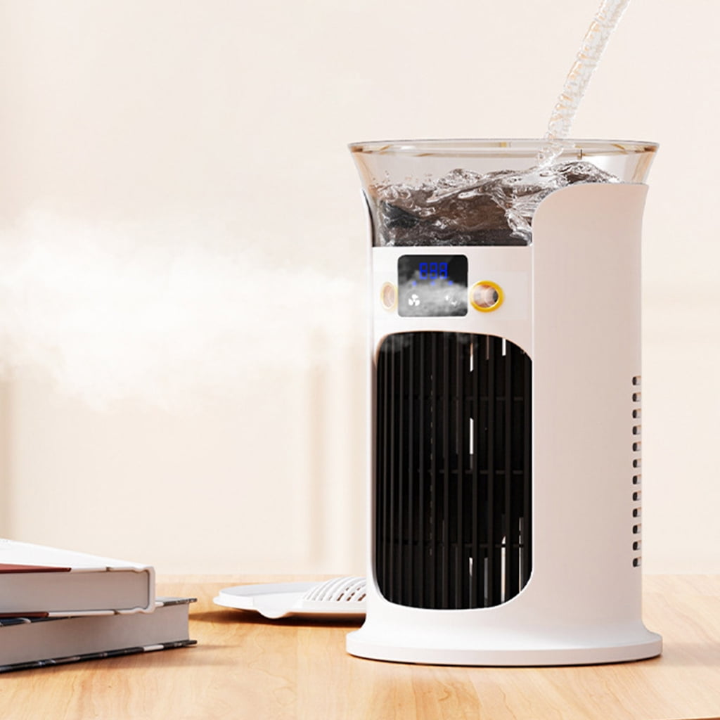 USB Air Conditioning Portable Desktop Cooling 3 Speed Fan with 7 Color LED Light for Own Cooling in Small Space