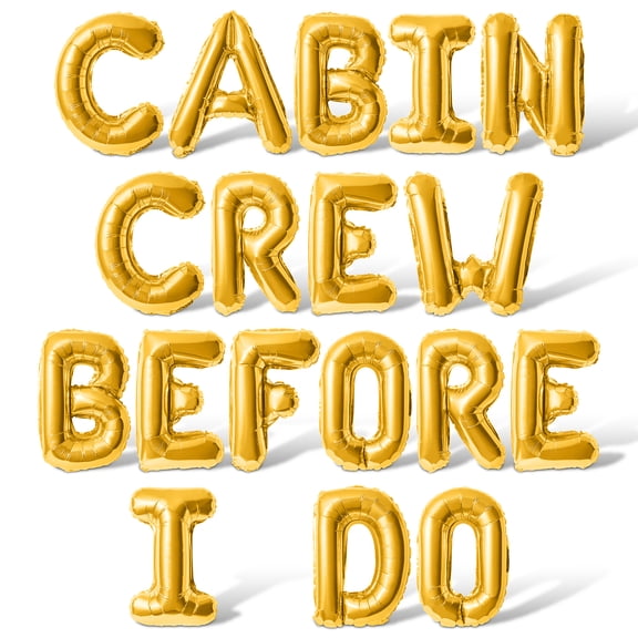 Letter Balloons - CABIN CREW BEFORE I DO 16" Inch Alphabet Letters Foil Mylar Balloon Bachelorette Party Banner (Gold)