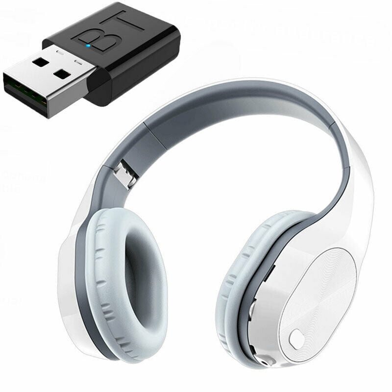 Seneo Bluetooth Headphone Bluetooth 5.0 HiFi 9D Stereo Wireless TV Headphone with Transmitter for TV Computer Phone, Greywhite