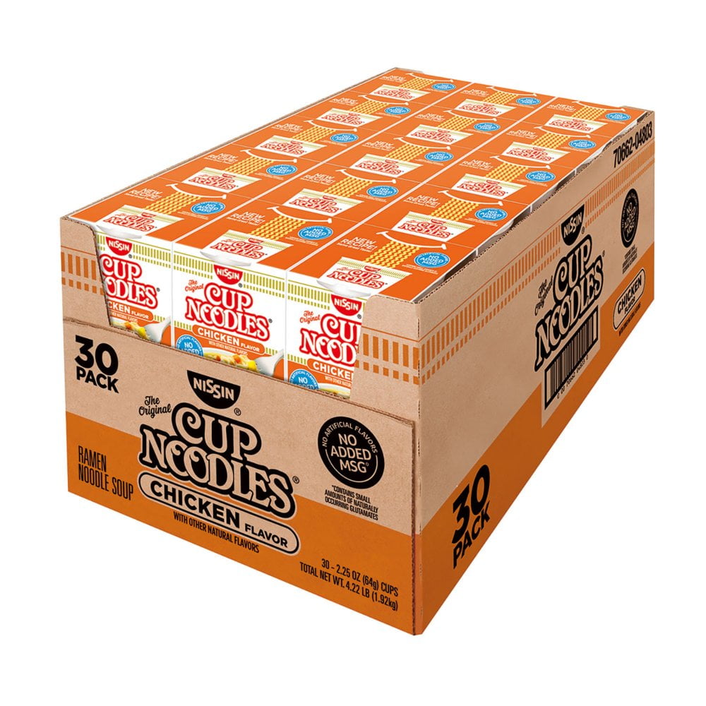 Branded Nissin Cup Noodles New, Chicken Flavor 2.25 oz. 30 Count