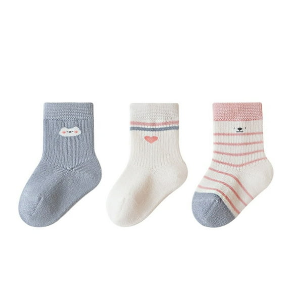 REDARER 3-Pack Soft Baby Crew Socks, Non- Grip Cushioned Walking Socks for & Toddler Boys & Girls,1-3 Years