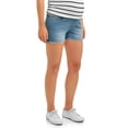 thumbnail image 3 of Maternity Oh! Mamma Overbelly Denim Shorts with Frayed Hem (Available in Plus Sizes), 3 of 5