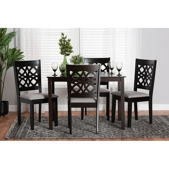 Baxton Studio Abigail Modern Grey Fabric and Dark Brown Finished Wood 5-Piece Dining Set