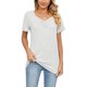 thumbnail image 1 of Camisetas de manga corta con cuello en V para mujer, camisetas informales plisadas de Color puro a la moda para mujer, camisetas de verano para viajes diarios y oficina, 1 of 6