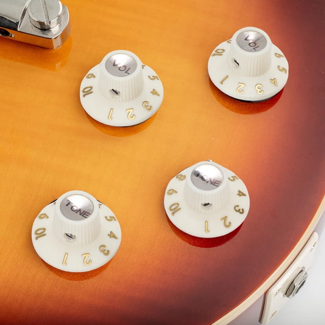 Guitar Top Hat Knobs, Compatibility Guitar Control Knobs 2PCS Tone 2PCS Volume White Color Rugged Multifunctional Vintage Design for Amplifiers