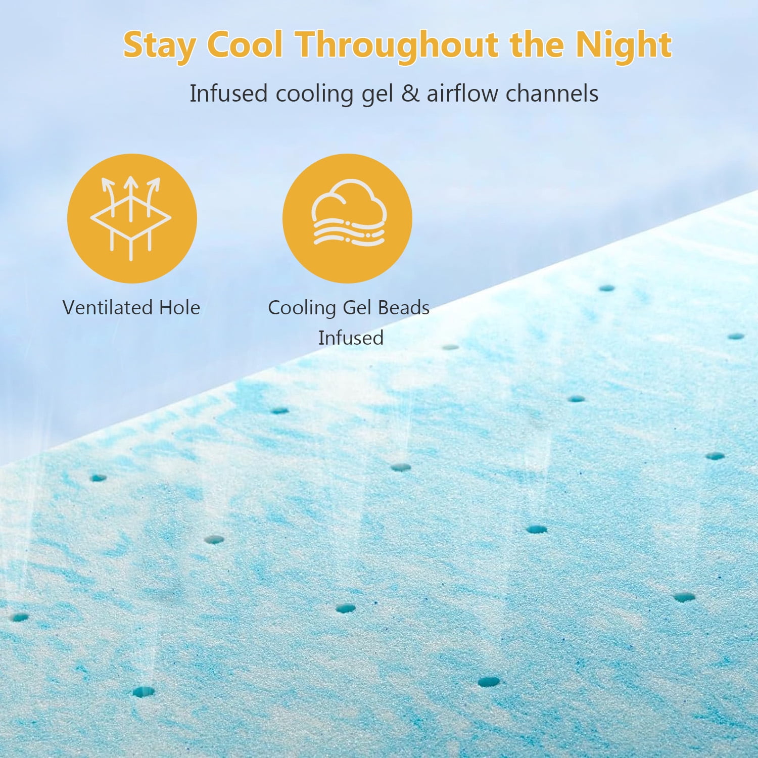 Beddle Memory Foam Mattress Topper, 2 inches Queen Size Mattress Pad,Pressure Relief for Back Pain