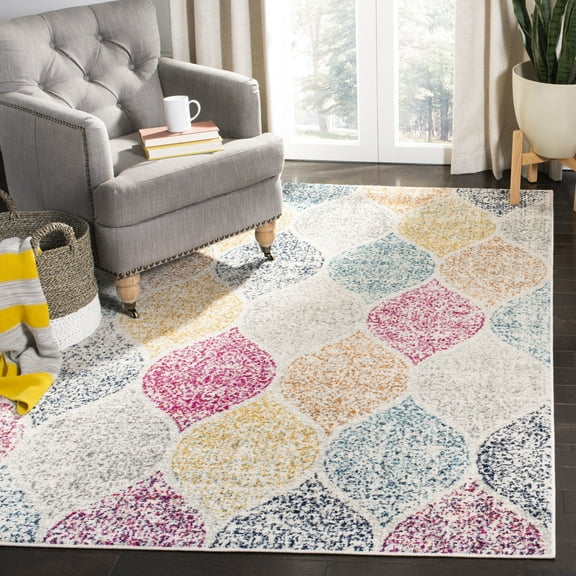 SAFAVIEH Madison Leighton Geometric Area Rug, Cream/Yellow, 4' x 6'