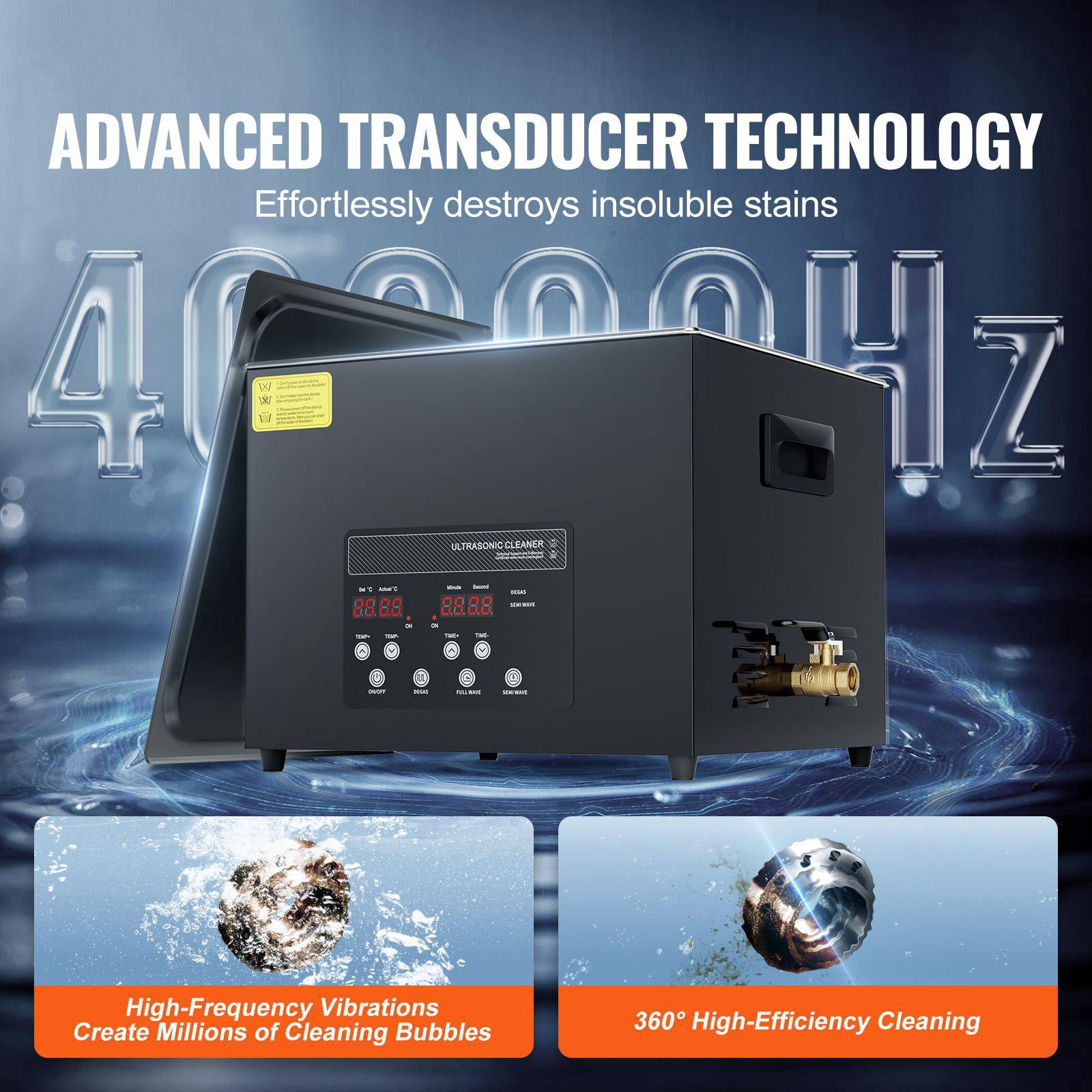 15L 360W Digital Ultrasonic Cleaner with Heater Timer Gentle Mode Upgraded Degassing 40kHz Industrial Cleaning Machine for Jewelry Retainer Tools