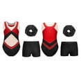 thumbnail image 6 of Aislor Kids Girls Sleeveless Gymnastics Leotards with Athletic Shorts and Hair Band Ballet Dance Outfits Red 6, 6 of 7