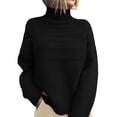thumbnail image 1 of Suéter PRETTYGARDEN de Punto Grueso con Cuello Alto Negro M, 1 of 6