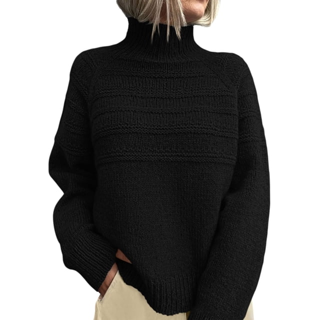 Suéter PRETTYGARDEN Otoño 2025 de Punto Grueso con Cuello Alto XL