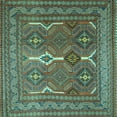 thumbnail image 1 of Ahgly Company Machine Washable Indoor Square Persian Turquoise Blue Traditional Area Rugs, 4' Square, 1 of 4