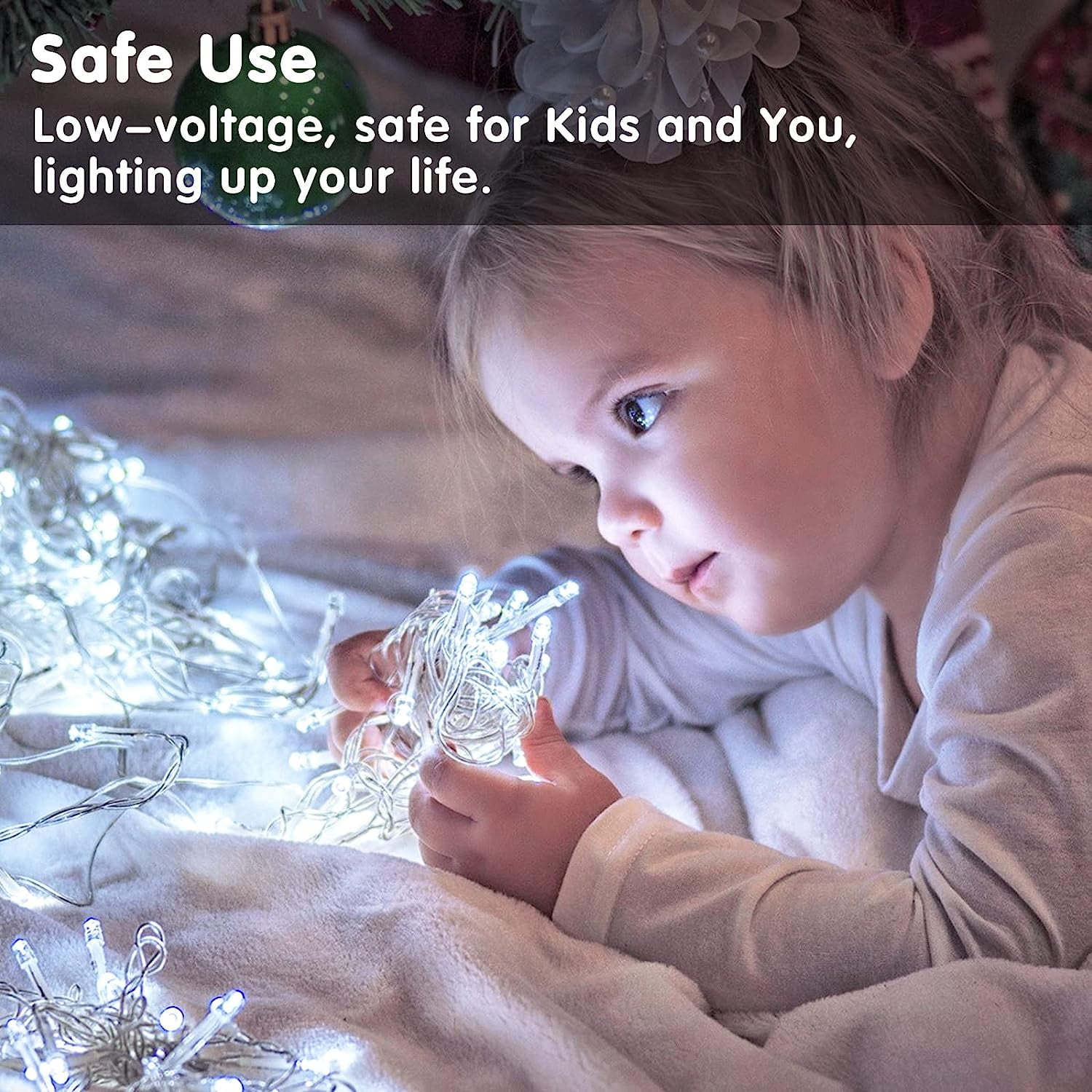 White Battery Operated String Lights Outdoor Waterproof, 33ft 100 LED Battery Power Christmas Lights Indoor, 8 Modes Twinkle Fairy Mini Lights with Remote for Wedding Bedroom Tree