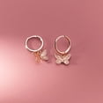thumbnail image 4 of Sterling Silver Butterfly Earrings Hoop for Women Teens Small Butterfly Hoop Earrings Huggie Drop, 4 of 9