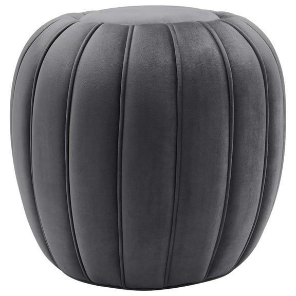 Ottoman Accent Tufted Chair , Grey Gray, Velvet, Modern Contemporary, Mid Century Living Hotel Lounge Cafe Lobby