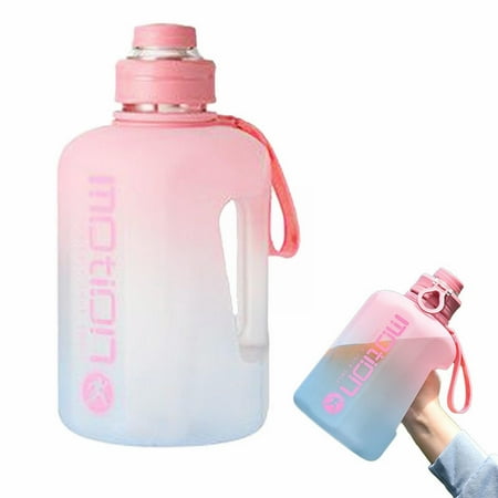 

Clearance Sale! ZBBMUYHGSA Glass&Bottle 53.3 Oz 1.6 L Big Water Bottle Insulated with Handle and Big Water Bottle with Large Water Bottle for Sports and Travel (Black with Blue Gradient)