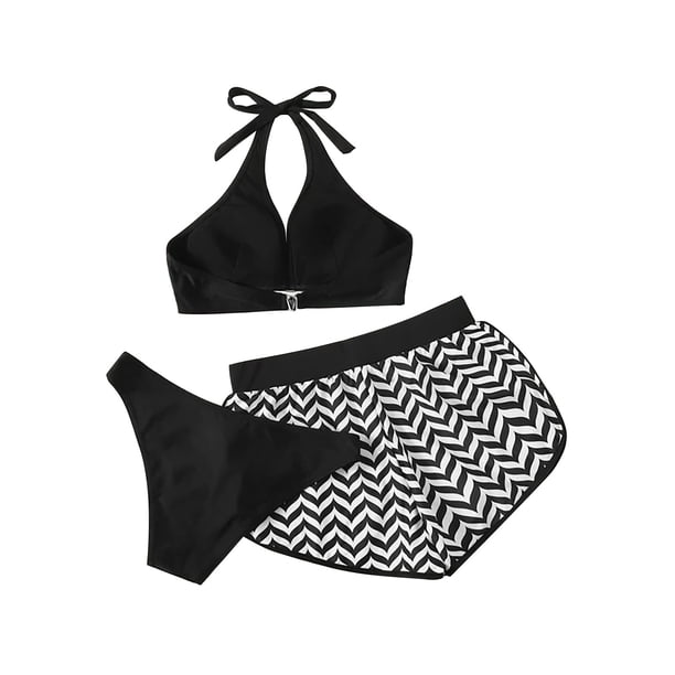 Bikini sólido con correa para mujer, Bikini con escote en V profundo, conjunto de traje de baño dividido cómodo, traje de baño de tres piezas OAVQHLG3B Store lin121212