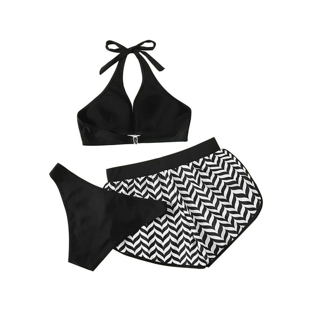 Bikini sólido con correa para mujer, Bikini con escote en V profundo, conjunto de traje de baño dividido cómodo, traje de baño de tres piezas OAVQHLG3B Store lin121212
