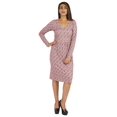 thumbnail image 5 of Bimba Printed Knee Length Jersey Dress For Women Casual Full Sleeve V Neck Midi Dress, 5 of 7