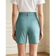 thumbnail image 4 of Womens Work Shorts Slim Fit Multi Color Tailored Polyester Short,Sky Blue Size 2XL, 4 of 5