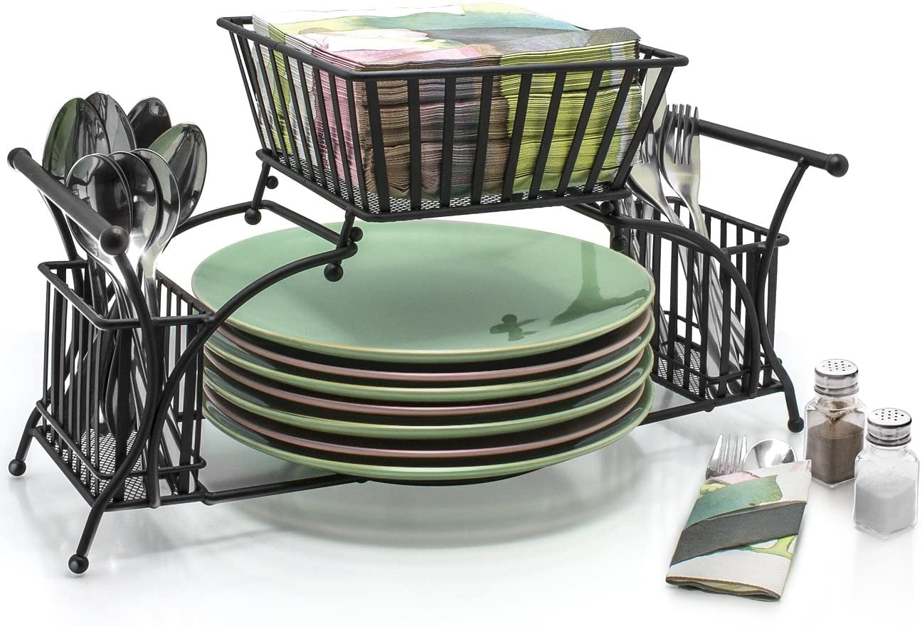 Sorbus Utensil Buffet Caddy Includes Napkin, Utensil, Plate Holder